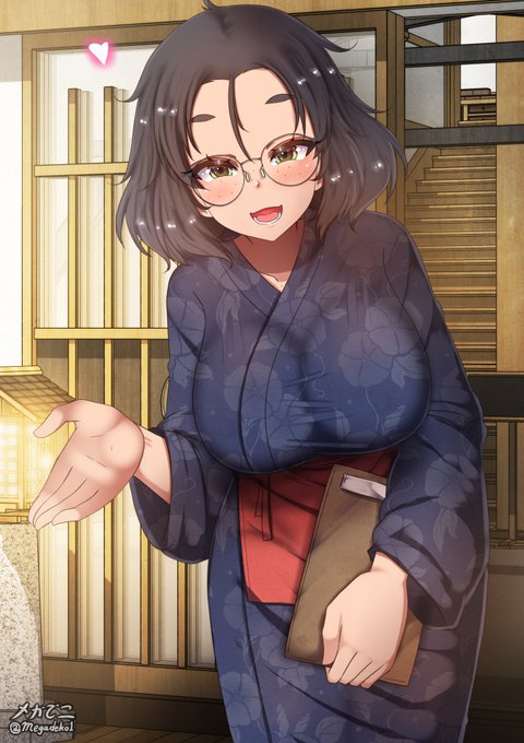 「ご予約をいただいた逸見様と赤星様でいらっしゃいますね。お待ちしておりました。ご案内いたします♡ 」
幼なじみのかすみちゃんは旅館「四十場荘(よそばそ)」の跡継ぎとして修行中。最近はだいぶ慣れてきたようだ。

そういえばこの旅館のお客さん、なんとなく女2人のカップルが多いみたい···🤔 