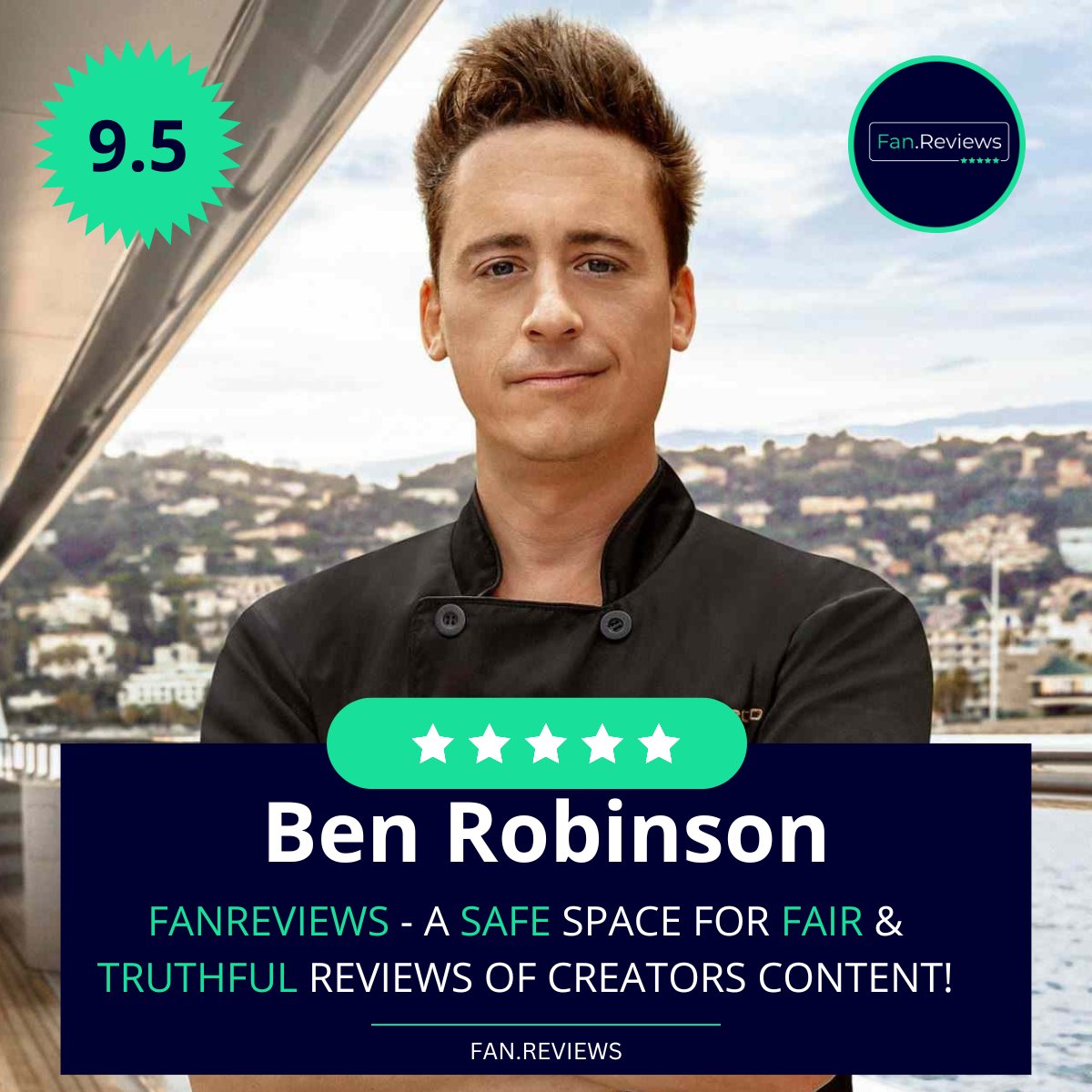Congratulations to .@BenRobinsonChef for having a 9.5 rating on FanReviews. Check out the reviews on our site 🎉🎉 FanReviews - A safe space for fair & truthful reviews of Creator content! 💯 Profile link:👉fan.reviews/creator/culina…