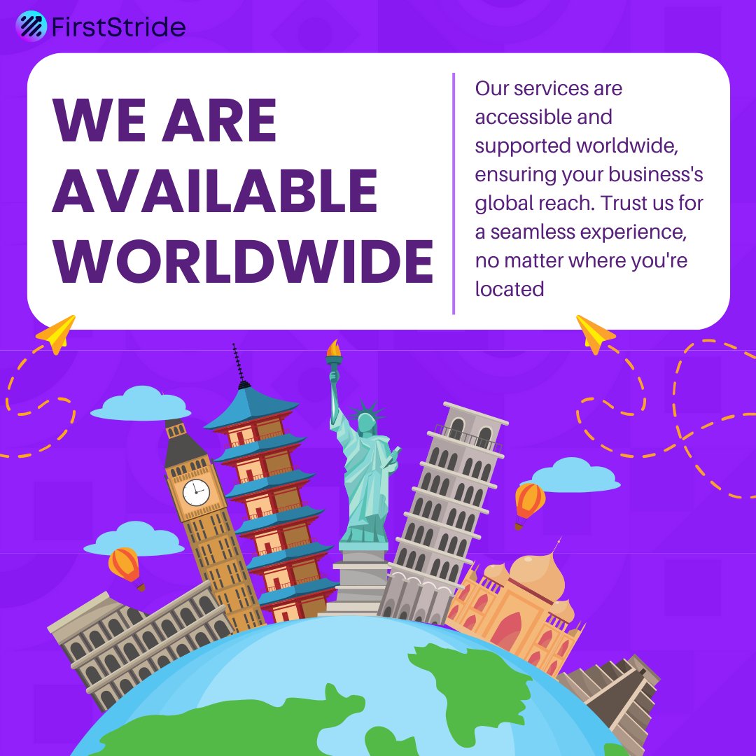 Expand your business's global reach with our accessible and supported services! 🌍 Trust us for a seamless experience, no matter your location. #GlobalReach #BusinessServices #WorldwideSupport #SeamlessExperience #BusinessExpansion