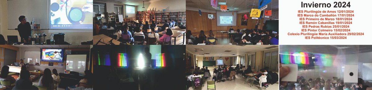 Y en #invierno en 8 centros de #Galicia con #experimentos sencillos de #Física de la @eME_Vigo ... conocer la materia a través de lo que nos dice la #luz que emite con #difracción y #espectroscopia XXS y XXL. #Hands-on #Spectroscopy: Linking #Research and #Schools #springiscoming