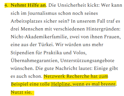 ♥️Im tollen TextHacks-Newsletter von <a href="/aki_g/">Anne-Kathrin Gerstlauer</a> empfiehlt <a href="/maxi_arnhold/">Maxi Arnhold</a> die #Helpline. Vielen Dank! 🙏 Lest selbst: texthacks.substack.com/p/soll-ich-ein…

☎️030-7543 7633 (Di. 18-20 Uhr)
📨helpline@nrch.de (jederzeit)

Mehr Infos zur Helpline: nrch.de/helpline