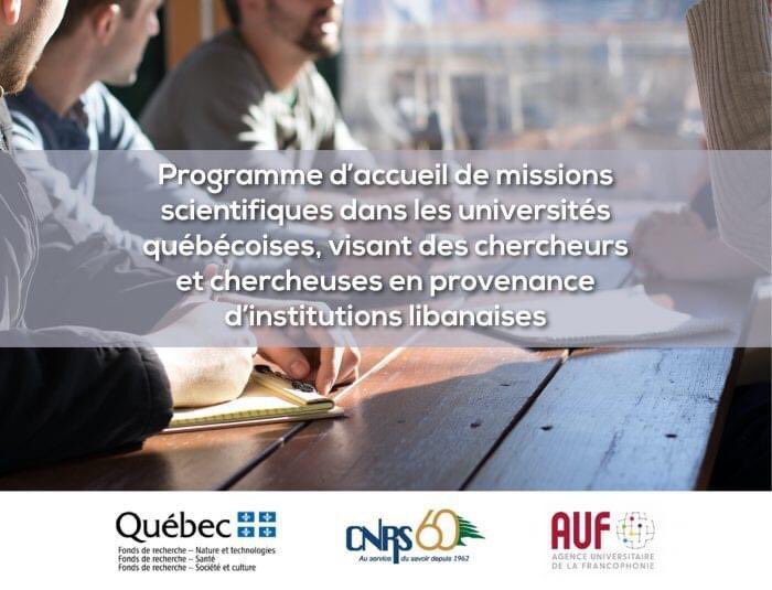 🤝🏻Annonce d'octrois: CNRS-L, @AUF_MoyenO, et Fonds de recherche du Québec @FRQSC @FRQ_NT @FRQS1 sont heureux d’annoncer le financement de 6 missions scientifiques de chercheurs et de chercheuses du Liban au #Québec ➡ cnrs.edu.lb/english/call-o…