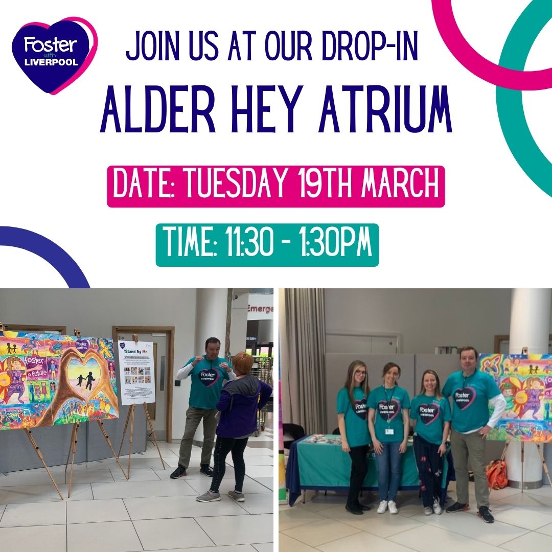 Today we will be at @AlderHey Atrium, 11:30-1:30pm and we would love to answer any questions you have about fostering ✨ Fostering phil will also tell you all about his experiences as a foster carer❤️ Upcoming events - bit.ly/43jCMZR @AlderHeyCharity @CrisisCareAHH