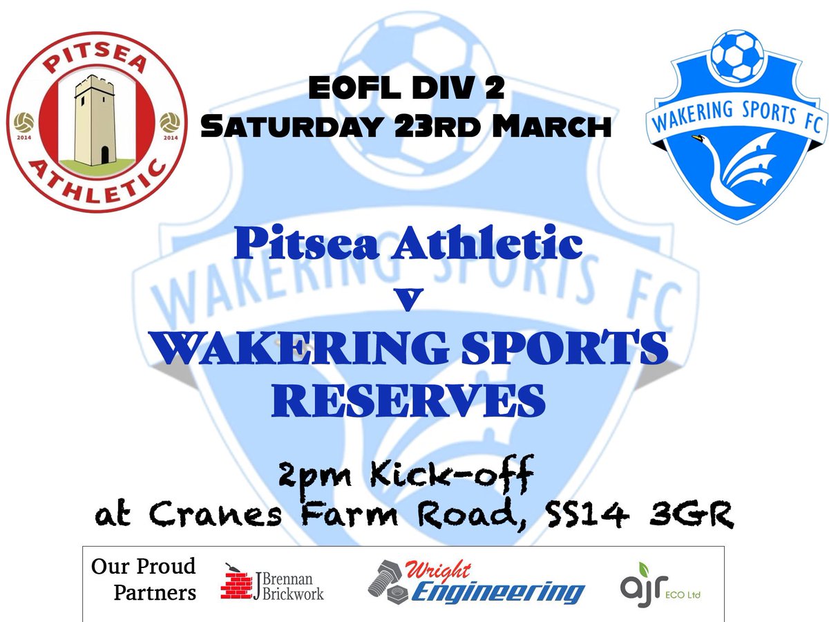 This weekend @Wakering_Sports Reserves travel to meet @PitseaAthletic in the @eofl Div 2. Support your @MyLocalFootball teams!