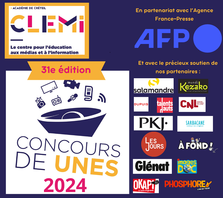 C'est parti pour le #ConcoursdeUnes organisé par le Clemi de <a href="/AcCreteil/">Académie de Créteil</a> avec <a href="/afpfr/">Agence France-Presse</a> 📰📱🎙️🎬🌍
Dans plus 400 établissements en France et dans les réseaux  <a href="/aefeinfo/">AEFE</a> <a href="/mlfmonde/">Réseau mlfmonde</a>, les CDI se transforment en salle de rédaction pour boucler les plus belles "unes" du jour avant 16h!