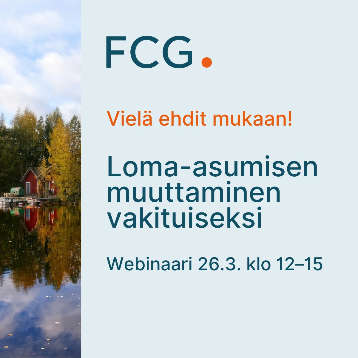 Tässä webinaarissa kohdistamme katseemme loma-asumiseen ja sen vakituiseksi muuttamiseen. Mitä sen osalta tulee ottaa huomioon? Minkälaiset raamit lainsäädäntö asettaa? Tule mukaan koulutukseen kuulemaan lisää aiheesta: eu1.hubs.ly/H089cDG0