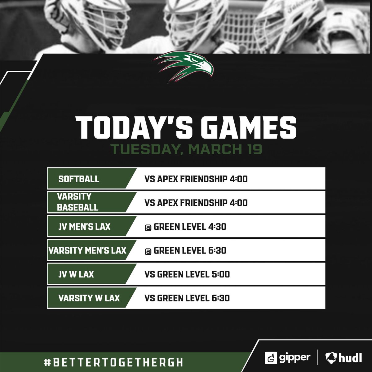 Good luck to our Falcons as they take on the Patriots and Gators today! #BetterTogetherGH
