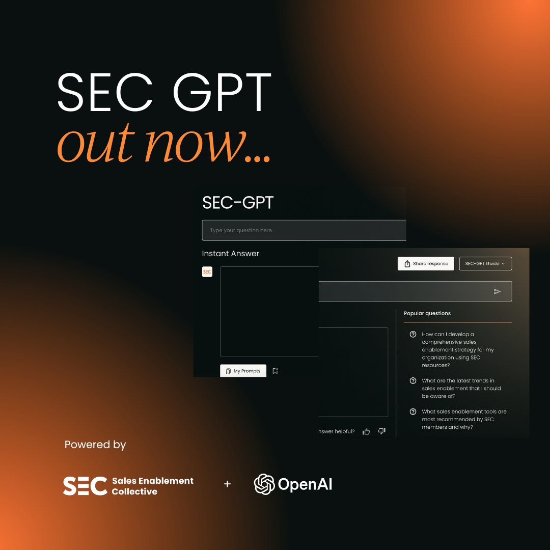 SECollective_'s tweet image. SEC GPT is tailor-made for your sales enablement needs. 

It&apos;s where every sales enablement insight and stat is only a matter of seconds away.

What will you ask? 

gpt.salesenablementcollective.com

#ai #gpt #salesenablementtool #salesenablement