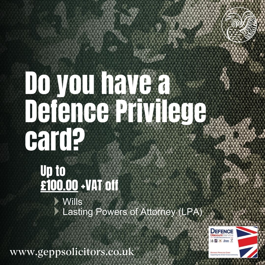 If you hold a Blue Light Card or a Defence Privilege Card, take a look at what discounts you could be entitled to at geppsolicitors.co.uk/site/blue-ligh… or email bluelightcard@gepp.co.uk #BlueLightCard #DefencePrivilegeCard