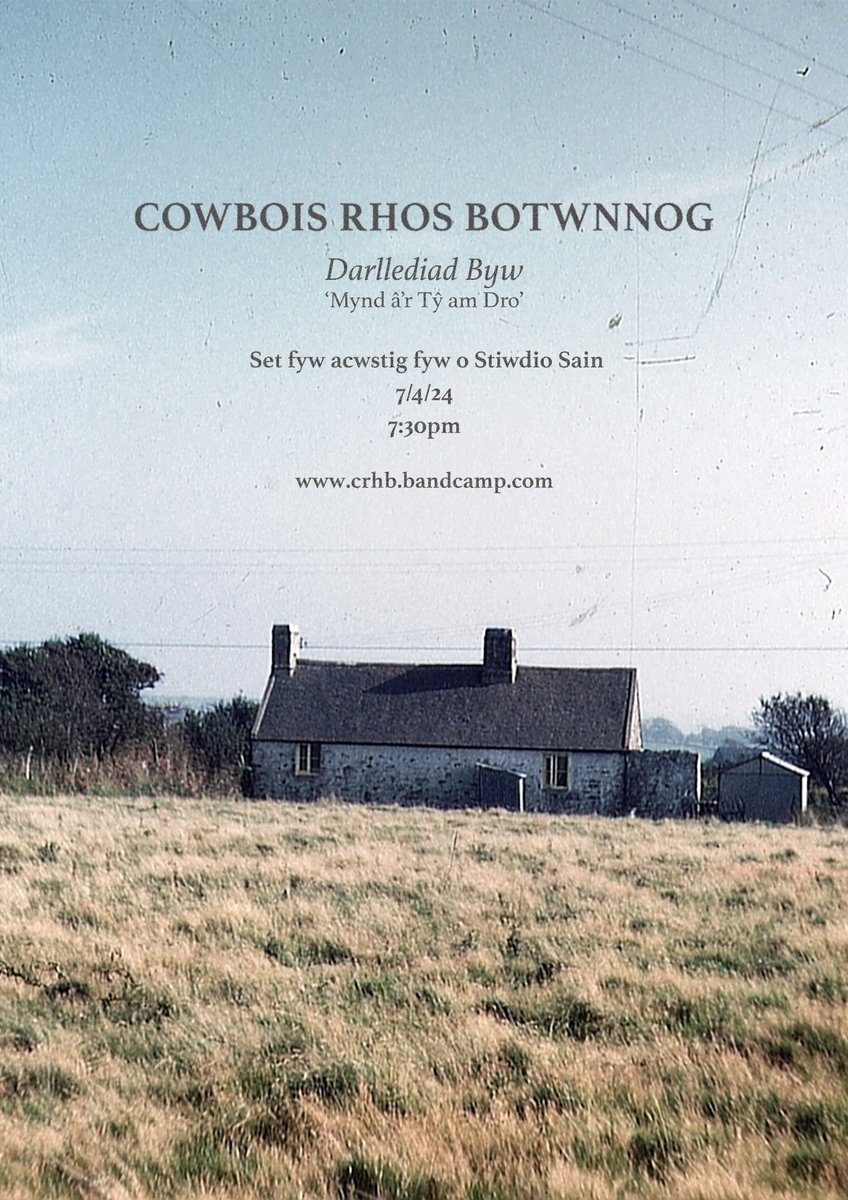 Cowbois Rhos Botwnnog (@cowboisrhosb) on Twitter photo 7/4/24
Bydd Iwan yn perfformio set acwstig o'r albwm newydd yn fyw o <a href="/StiwdioSain/">Stiwdio Sain</a> . Gig am ddim ar y we i'w wylio o'ch soffa!
Iwan will be performing a live set of the new album live from Stiwdio Sain. Join us from the comfort of your sofa!
RSVP:
crhb.bandcamp.com/merch/mynd-r-t… 7/4/24
Bydd Iwan yn perfformio set acwstig o'r albwm newydd yn fyw o <a href="/StiwdioSain/">Stiwdio Sain</a> . Gig am ddim ar y we i'w wylio o'ch soffa!
Iwan will be performing a live set of the new album live from Stiwdio Sain. Join us from the comfort of your sofa!
RSVP:
crhb.bandcamp.com/merch/mynd-r-t…