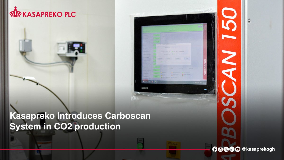 Kasapreko PLC introduces Carboscan system, revolutionizing CO2 production monitoring, ensuring product quality, reducing waste, and aligning with sustainability initiatives... Read the full Story: bit.ly/CarboScan #kasapreko #MondayMotivation #kumasi #TMI2024AuditionForms