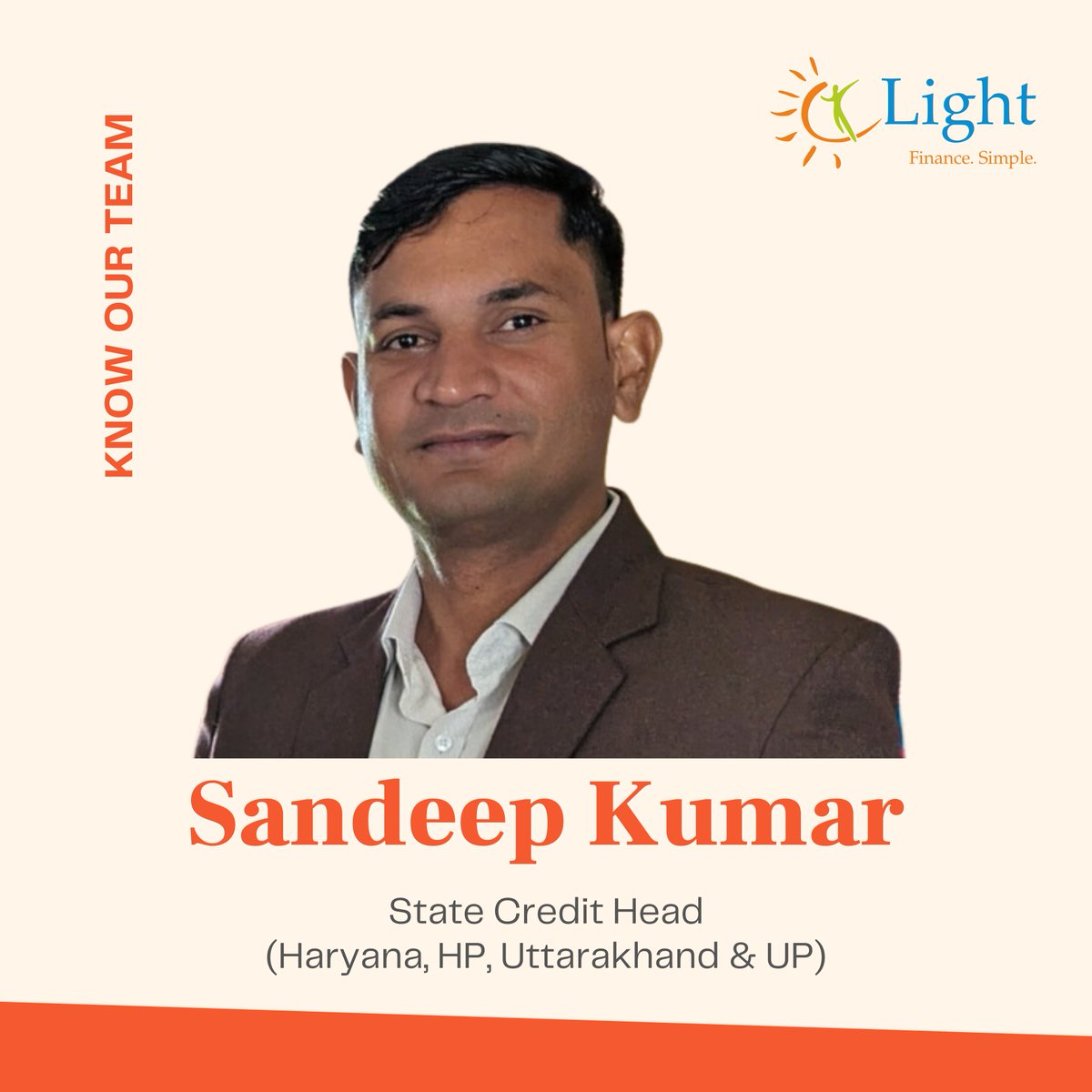 LightMFin's tweet image. Meet Sandeep Kumar, a @LightMFin  family member for five years. He started at ACM, then became State Credit Head for four states. Sandeep's rural connection and compassion drive entrepreneurial spirit, enriching lives through exceptional leadership.
#LightTeam #wearelight