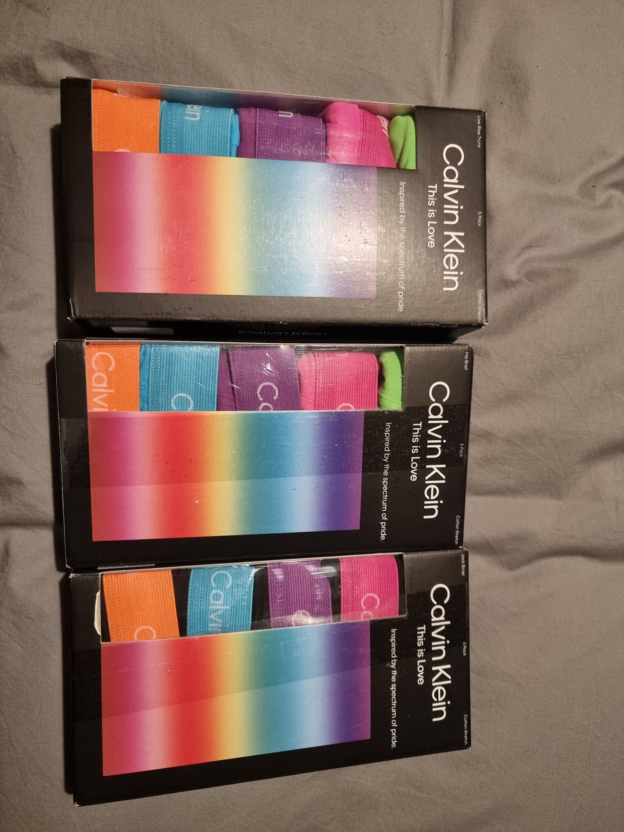 Am I gay enough yet? Haha.

5pk each of low rise trunks, hip briefs, and jock straps