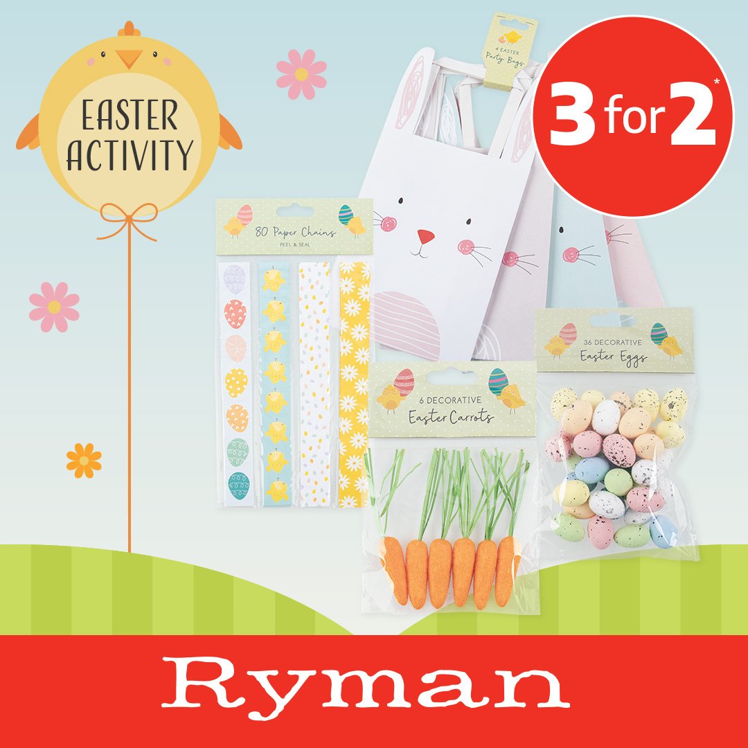 Crack open savings this Easter: 3 for 2 at Ryman on all your holiday essentials. Shop instore!