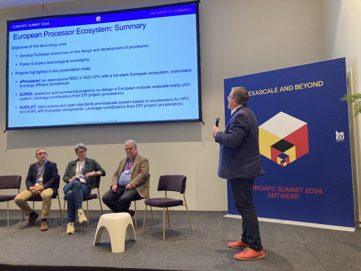 Great presentation at #EuroHPCSummit2024 Parallel session 'Co-Designing the Future of European HPC: Eco-friendly Technologies, Systems and Software', with #EUPILOT, @EUPEX_pilot and @eprocessor_eu presented by Carlos Puchol (@BSC_CNS)