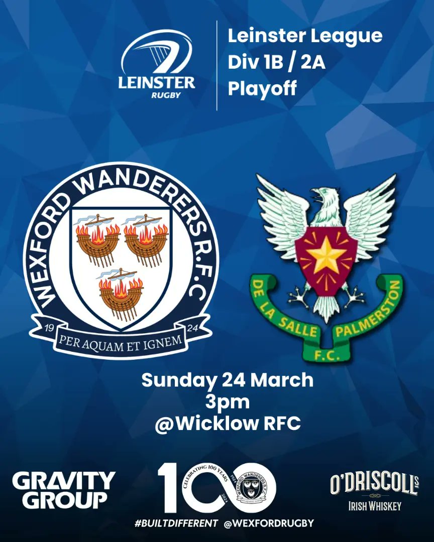 wexfordrugby's tweet photo. All roads lead to Wicklow this Sunday for the Leinster League Div1B/2A Promotion Relegation Playoff

🏉 vs @dlspfcrugby
🗓️ Sunday 24 March 
🕗 3pm
📍 Wicklow RFC 

#WexfordRugby #BuiltDifferent #Push4Promotion #LeinsterRugby #FromTheGroundUp #Wexford100 https://t.co/wynXYpEnz6