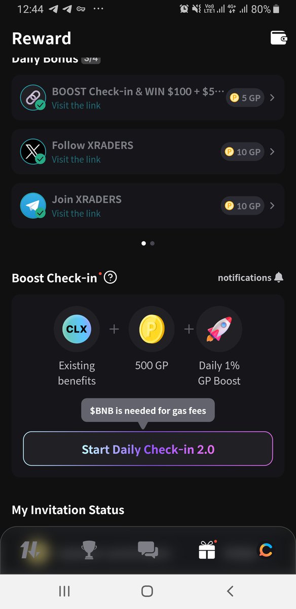 RamedaniReza's tweet photo. Thanks, 
@xraders_xyz
, for covering the $BNB gas fees. Excited to earn $XR in #WalletX! 🚀 #XRADERS #BOOSTCheckin 🎉 https://t.co/Ny83gBI8PY