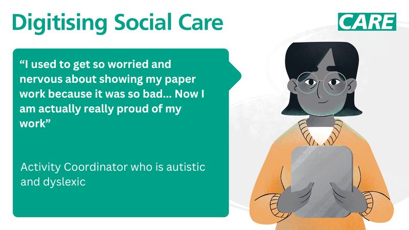 This #NeurodiversityCelebrationWeek we're looking at how #DigitalSocialCareRecords (DSCRs) can improve accessibility for neurodiverse staff. Using the voice to text feature can make the process of writing up care plans less stressful, for example👇 beta.digitisingsocialcare.co.uk