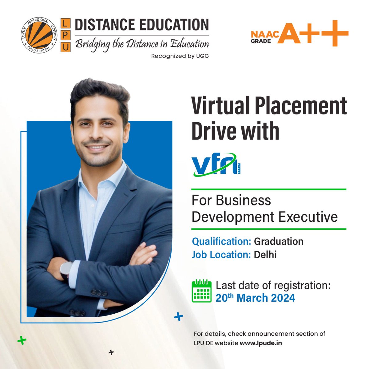 Don't let this opportunity slip away! Register for the VFN group Virtual Placement Drive today as the registration deadline is approaching. Secure your spot before March 20th.
#placement #placementdrive #virtualplacement #students #college #lpude #lpudistanceeducation