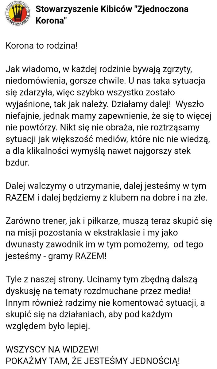 Stowarzyszenie Kibiców Zjednoczona Korona (@skzk1973) on Twitter photo 