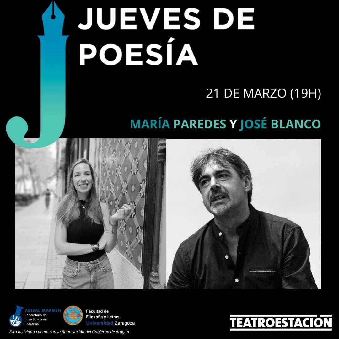 Este jueves celebramos el Día de la Poesía en el @teatroestacion con nuestras balas @MParedesRamirez y José Blanco. ¡Os esperamos para celebrar sus versos!