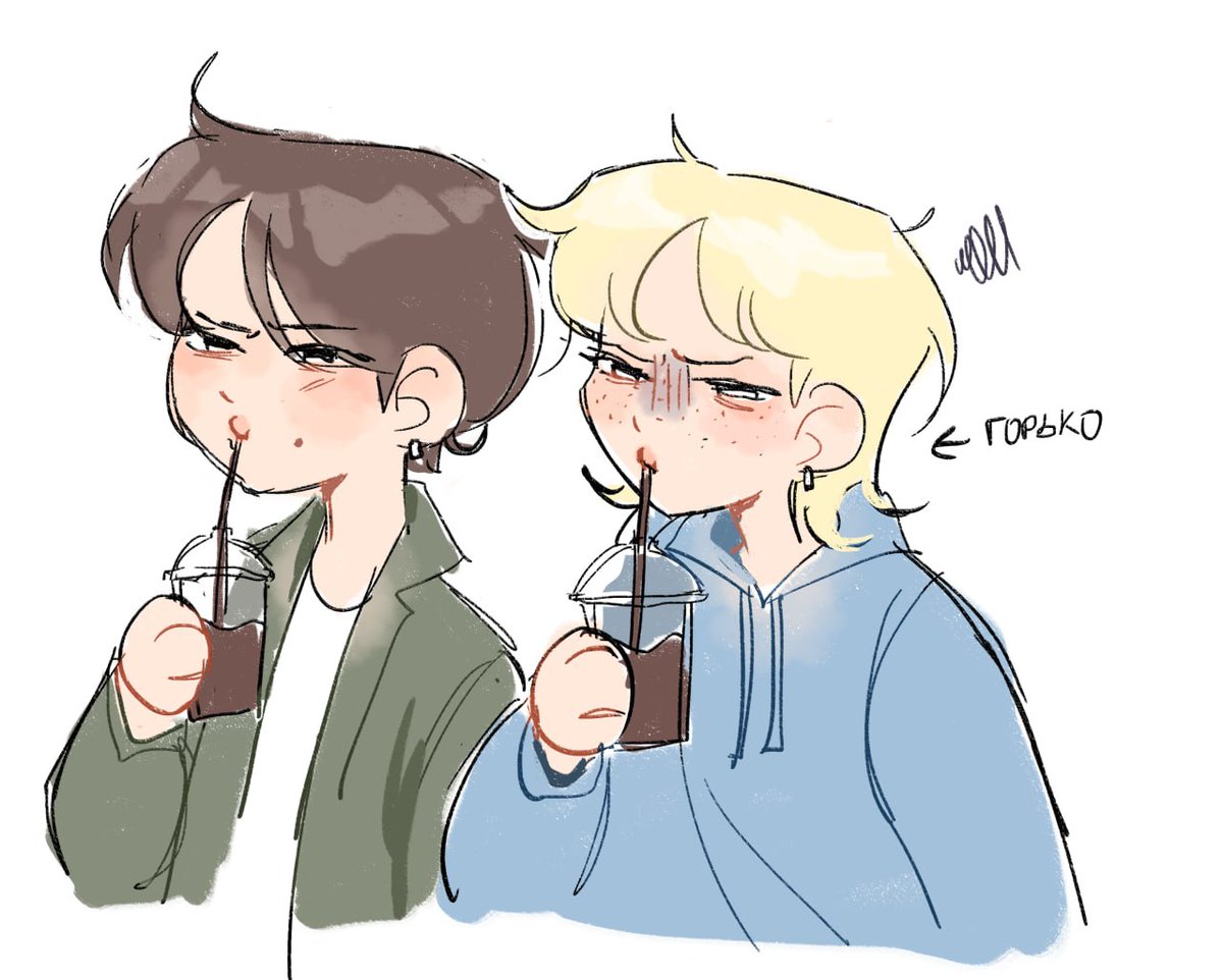 wiwissart's tweet image. Coffee time 
#StrayKids #HanJisung #Felix