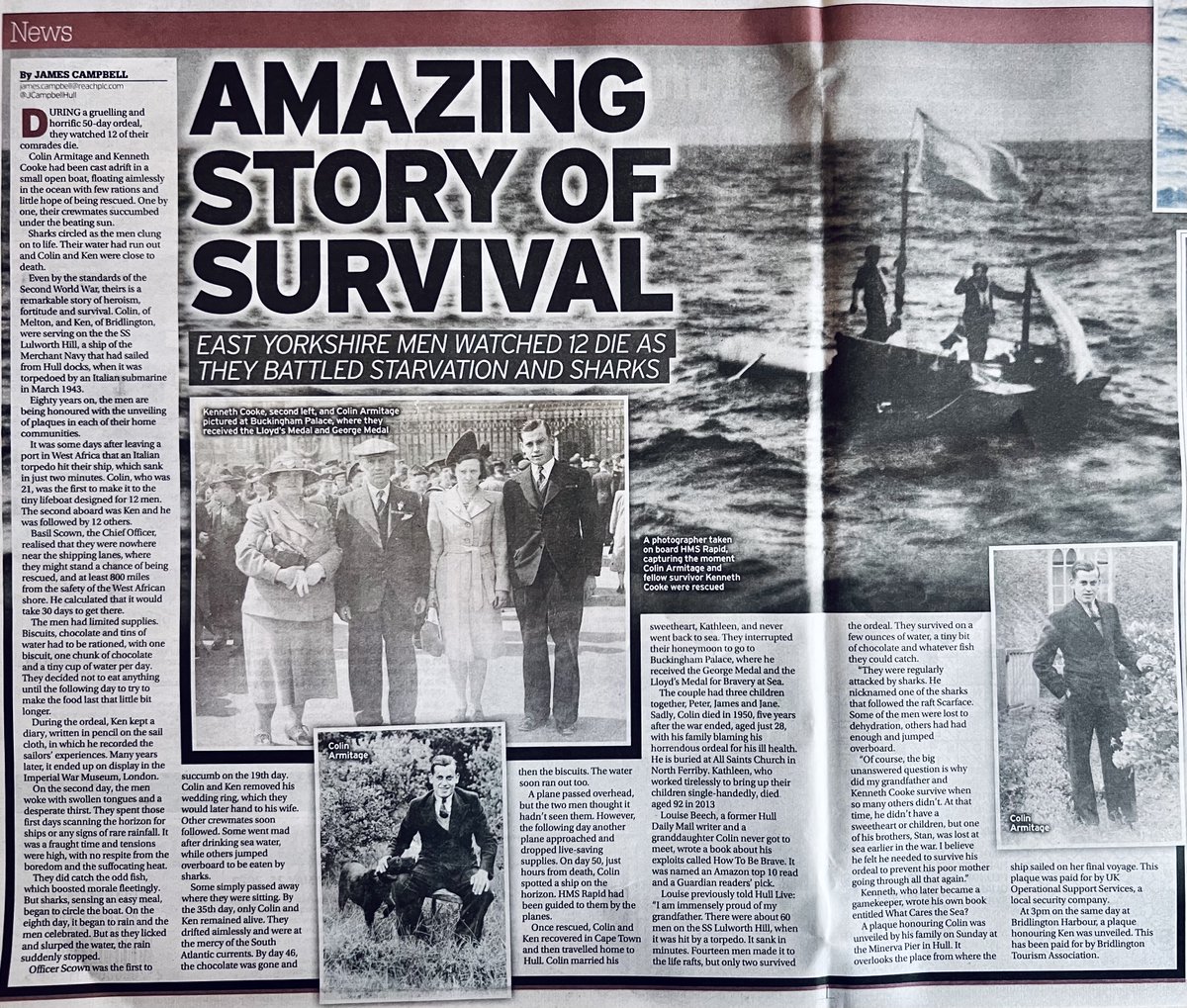 Eighty-one years ago the ship carrying my grandad sank, beginning a 50-day sea ordeal that inspired my debut novel #HowToBeBrave. His courage also saved my daughter's life when we shared his tale in exchange for injections. Watch this space for news of something theatrical...