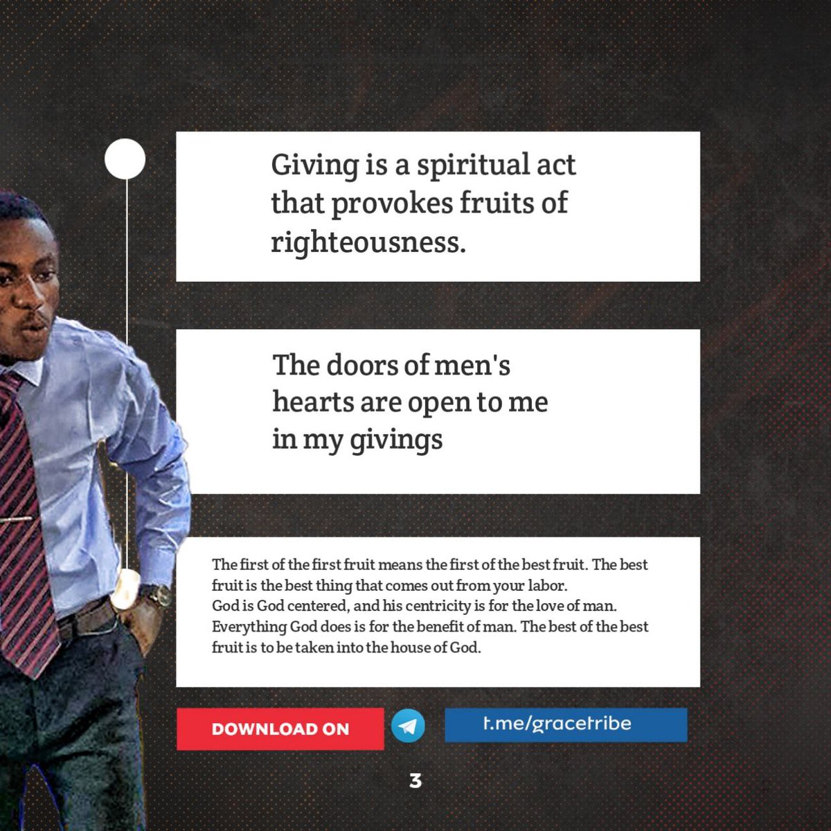 gracetribeintl's tweet photo. Excerpt from the series, Maximizing church ; PROTOCOL OF GIVING AND RECEIVING.

A classic on First fruit,Tithe,Vows, and Sacrifice.

Sermon now out on Telegram https://t.co/ltHh64jd6L

Listen now !!!!

#gracetribe #thebigyear #maximizingchurch #christcommunity #กพ67 https://t.co/i6tgc3MGd7