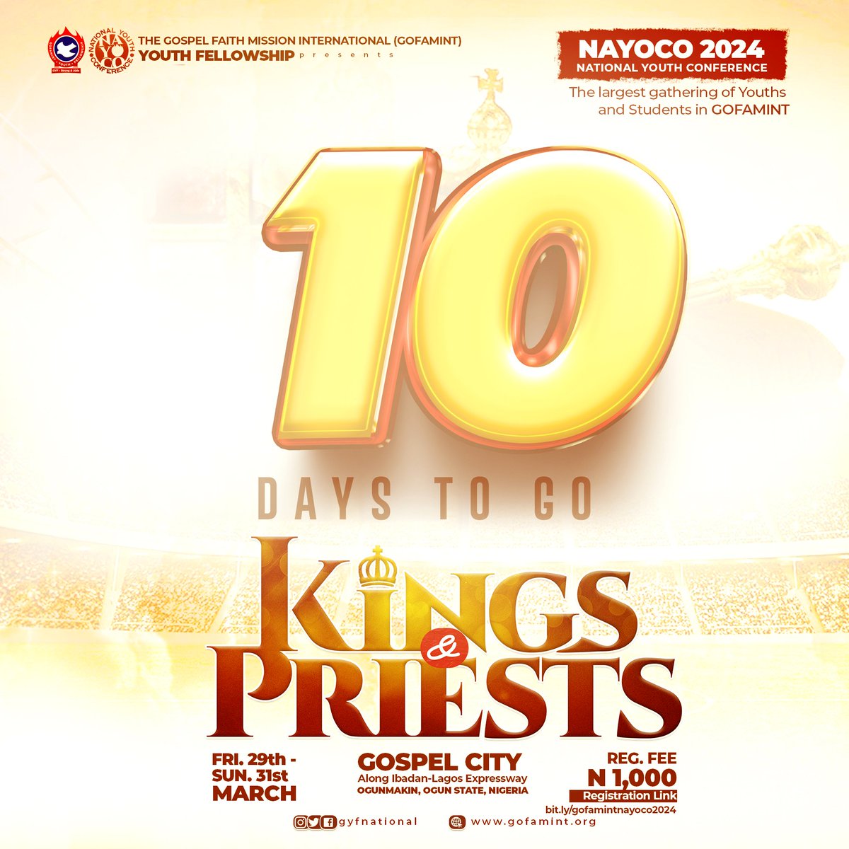 ...It is done. I am Alpha and Omega, the beginning and the end. I will give unto him that is athirst of the fountain of the water of life freely. 10 days to NAYOCO. Are you ready? Register with the link below bit.ly/gofamintnayoco… #NAYOCO #kingsandpriests #GOFAMINT