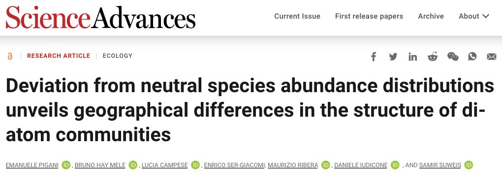 🚨 Paper Alert 🚨 
Our latest study dives into whether diatom communities across the vast ocean share a unified blueprint or if they're as varied as the seas they inhabit. 
Check it out now in @ScienceAdvances: science.org/doi/full/10.11… 
#MarineEcology #Diatoms