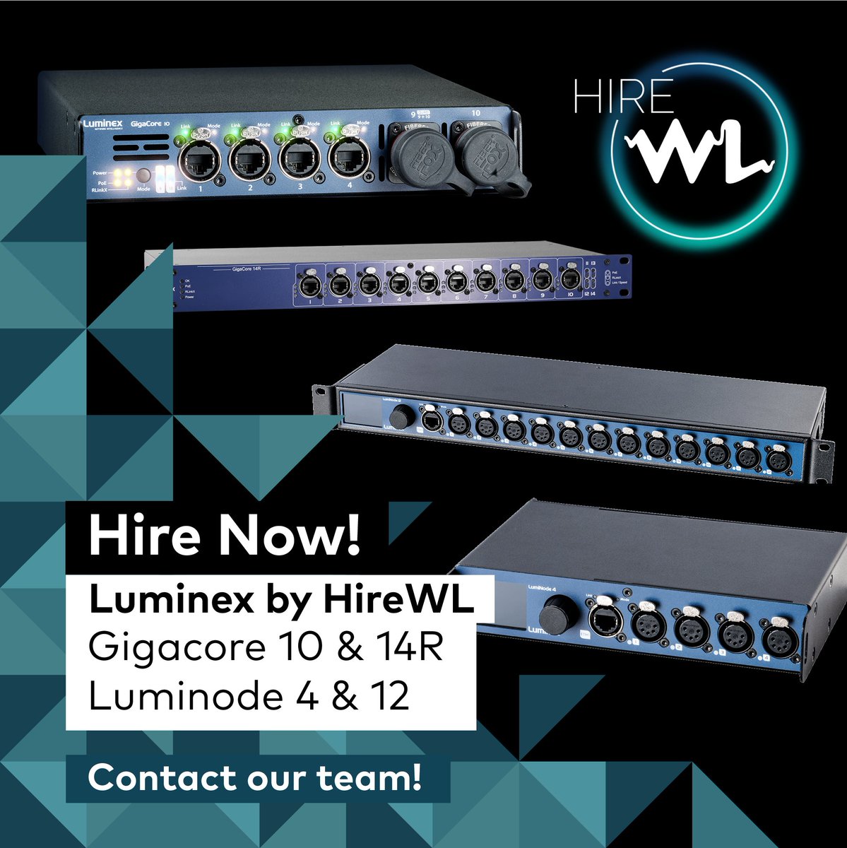 In Our Rental Stock – @luminex_network Range Luminex offers a complete range of network switches, renowned for their operability across a variety of sectors. Several of their products are available as part of our hire inventory. Visit: hubs.la/Q02pW-0p0