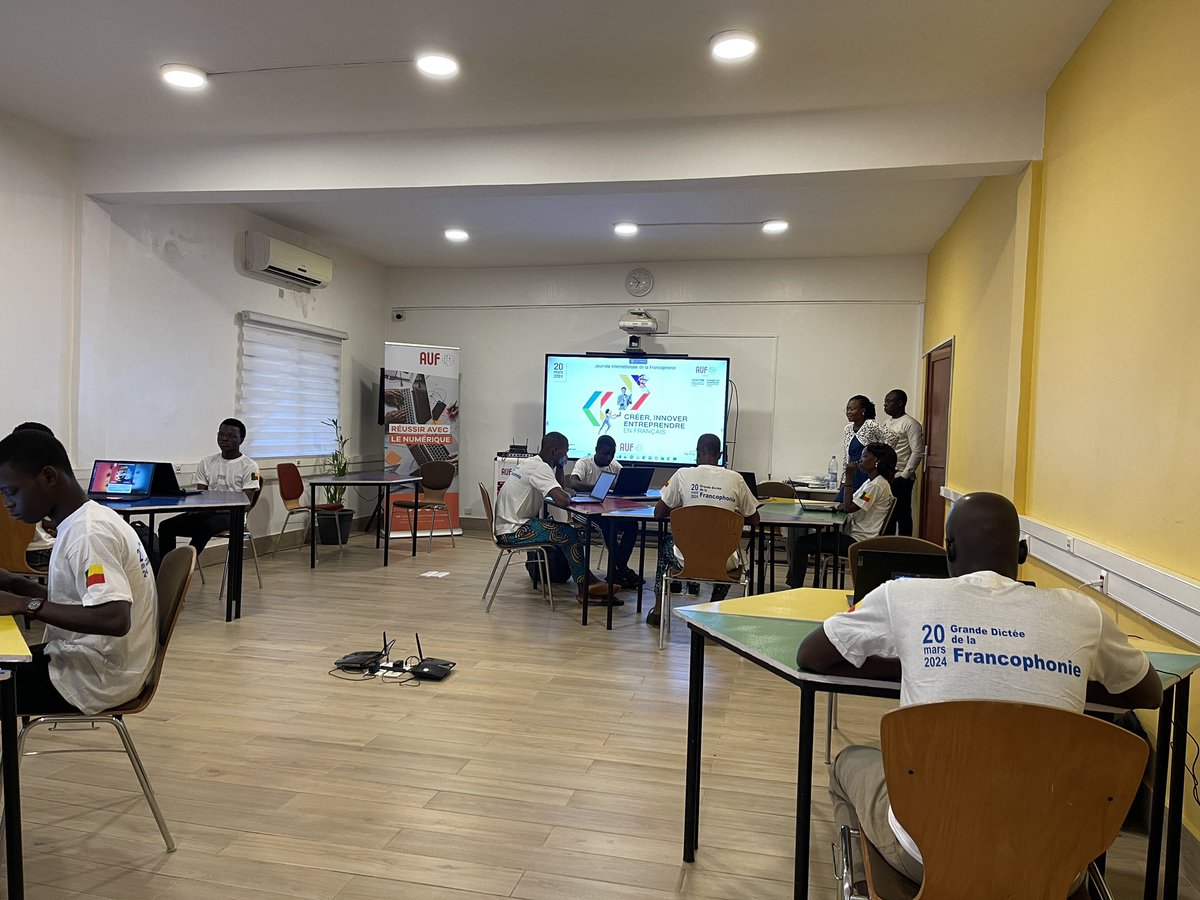 Actuellement en cours 📢
Ils sont 12 à participer à la grande #dictée de la #francophonie au #CampusNumeriqueFrancophone de Cotonou ce matin.
#Francophoniedelavenir #Mon20mars
<a href="/AUF_AfriqueO/">AUF - Afrique de l'Ouest</a>