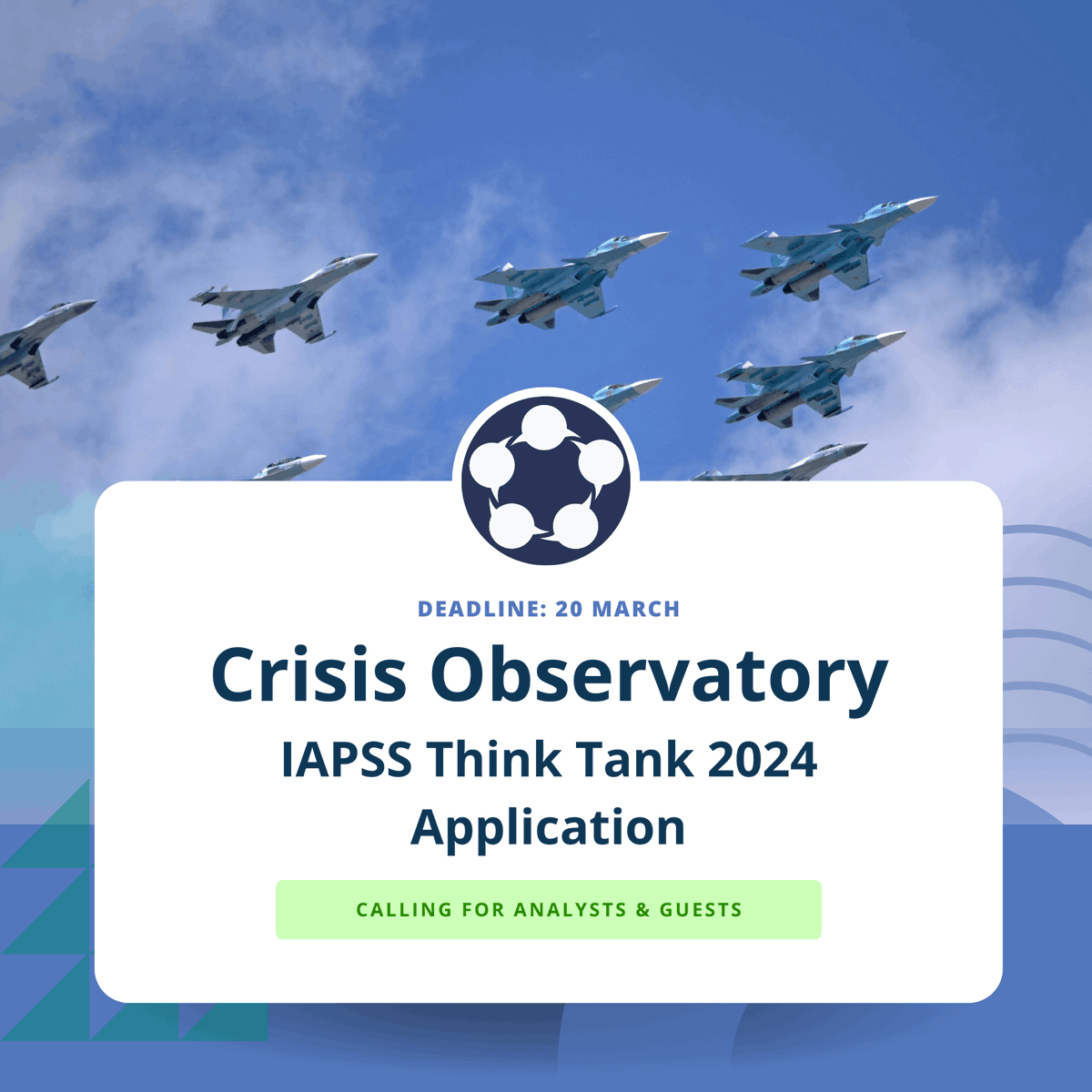 IAPSS is actively seeking analysts and guests to join its prestigious think tank, the Crisis Observatory. The application deadline is March 20th, CET. #IAPSS #VolunteerApplication Application Link: docs.google.com/forms/d/e/1FAI…