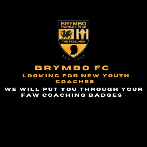 We are looking for new coaches to join across all of our youth and men’s teams!

We will pay for your FAW coaching badges up to C license, DBS and health and safety courses.

Message us or email josh@brymbofc.co.uk for more info
