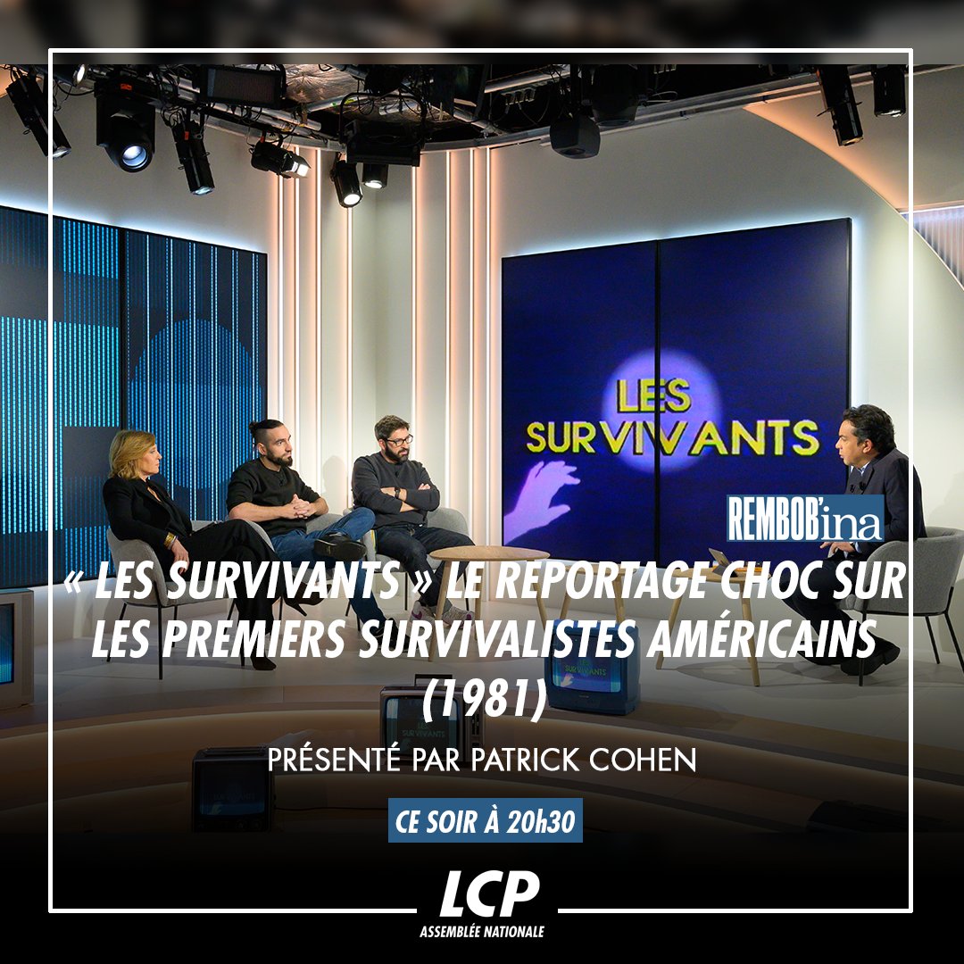 LCP (@lcp) on Twitter photo Rembob’INA nous plonge dans l’univers glaçant du #survivalisme avec un document qui revient sur ses origines.
👉 Patrick Cohen reçoit, en compagnie d'<a href="/AgnesChauveau/">Agnes Chauveau</a> de l'<a href="/Inafr_officiel/">INA.fr</a> :
🔹 Mathieu Burgalassi
🔹 <a href="/ThomasHuchon/">Thomas Huchon</a>
📺 Tout de suite, #RembobINA sur LCP Rembob’INA nous plonge dans l’univers glaçant du #survivalisme avec un document qui revient sur ses origines.
👉 Patrick Cohen reçoit, en compagnie d'<a href="/AgnesChauveau/">Agnes Chauveau</a> de l'<a href="/Inafr_officiel/">INA.fr</a> :
🔹 Mathieu Burgalassi
🔹 <a href="/ThomasHuchon/">Thomas Huchon</a>
📺 Tout de suite, #RembobINA sur LCP