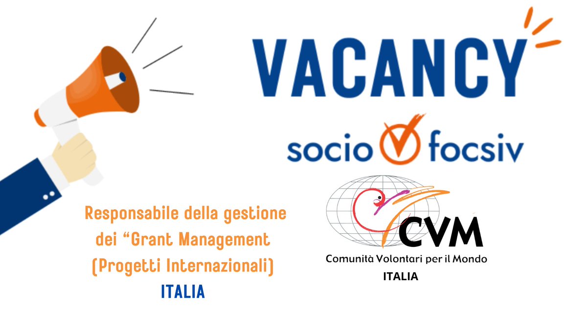 #News
Prorogata al 5 aprile la scadenza per l'invio delle candidature per la selezione di un Responsabile della gestione dei Grant Management (progetti internazionali).
Leggi qui l'avviso: cvm.an.it/avviso-selezio…
#lavoro
