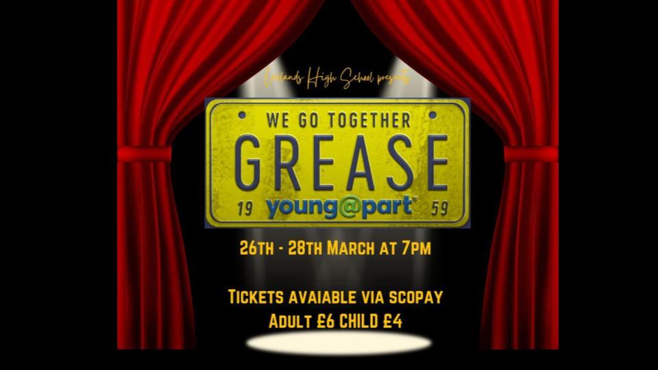 🎤🕺💃 Join us for a spectacular performance of 'Grease', brought to you by our talented students & Performing Arts Dept! 🎭✨Don't miss out on the chance to experience the magic of the Pink Ladies & T-Birds!🚗🎶 Tickets still available - grab yours now!! 🎬 🌟