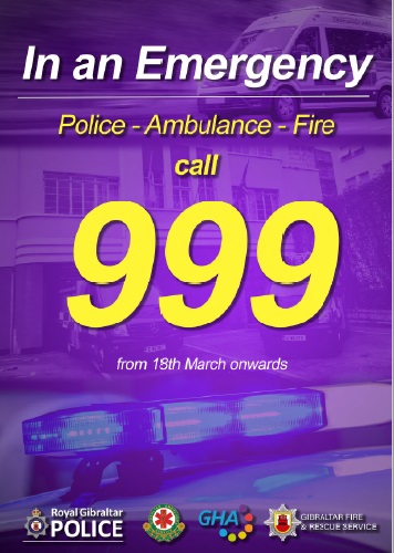 The new emergency telephone numbers are now operational, please remember for Police, Fire serviceor Ambulance service it is now 999