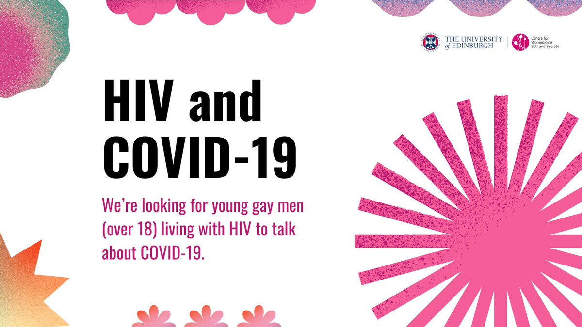 We're still recruiting the last few participants for this amazing project about HIV and COVID. You do not have to live with HIV to take part, we're looking forward to hearing from everyone! 👀More info - ed.ac.uk/usher/research…