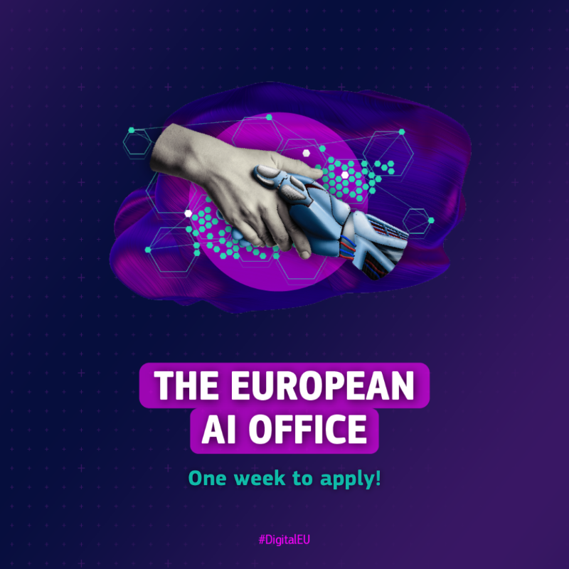 DigitalEU's tweet photo. ⏰ There is still time to apply for the job opportunities at the 🇪🇺 #AI Office!

→ Apply by 27 March, 12:00 CET: https://t.co/dPgsfizAdO

→ If you want to learn more about the vacancies &amp; the AI Office, join the online event today at 18:00 CET: https://t.co/18yUZz3yHk