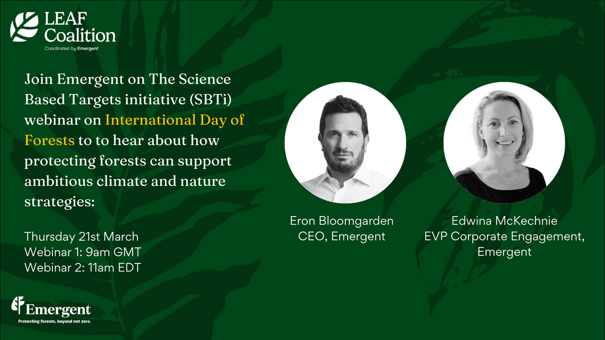 Join @eronblo & @EddieMck3 from @Emergent on #InternationalForestDay as they discuss the role of JREDD with @sciencetargets in supporting companies journeys to #netzero Register here: 9AM GMT: wwf.zoom.us/webinar/regist… 11AM EDT: wwf.zoom.us/webinar/regist…