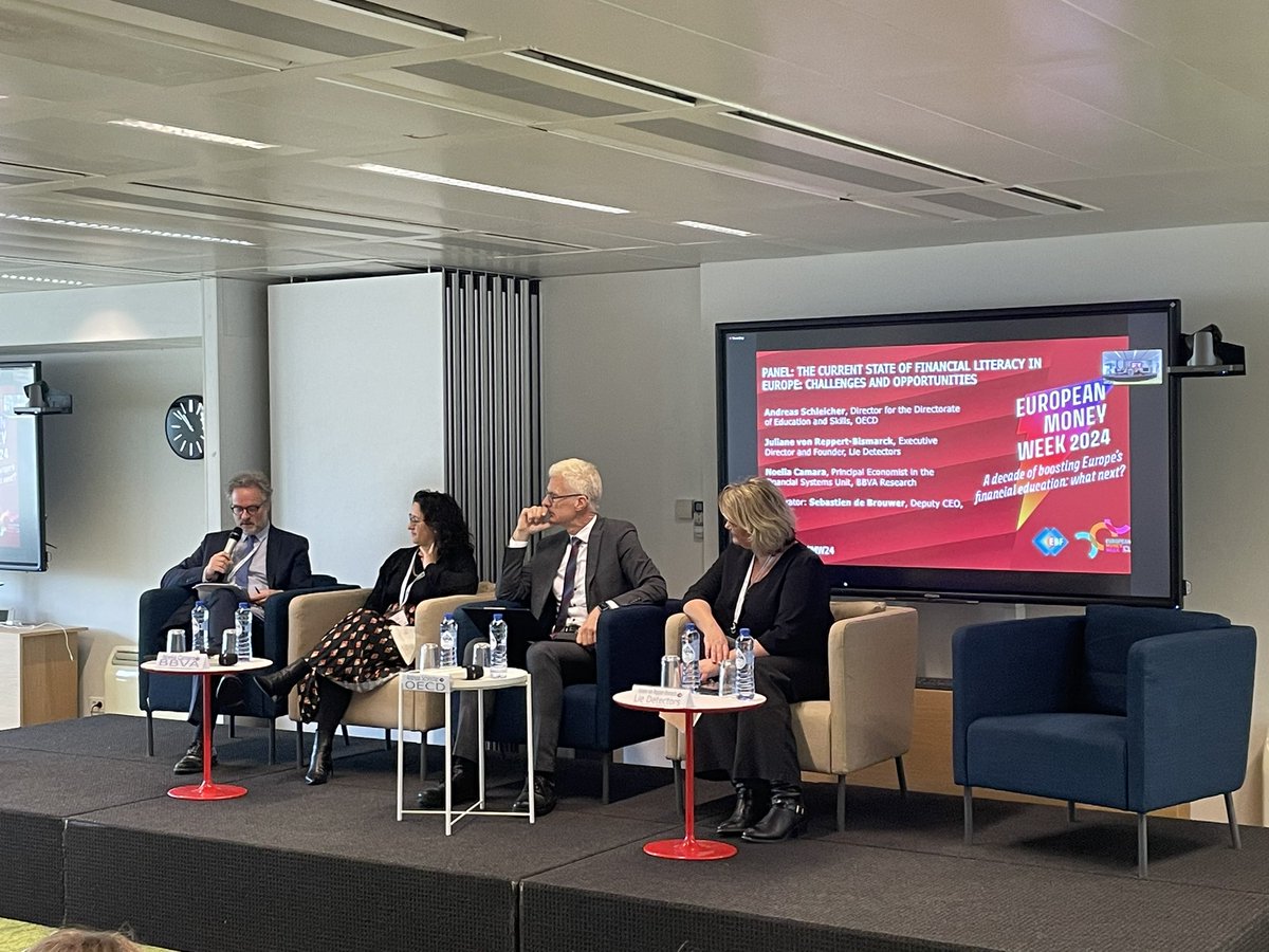 Our first panel dives into the challenges and opportunities for financial literacy in Europe! #EMW24 Follow the event: europeanmoneyweek.eu @noe_inclusionfi @BBVAResearch @SchleicherOECD @OECDEduSkills @julianevrb @LieDetectorsOrg