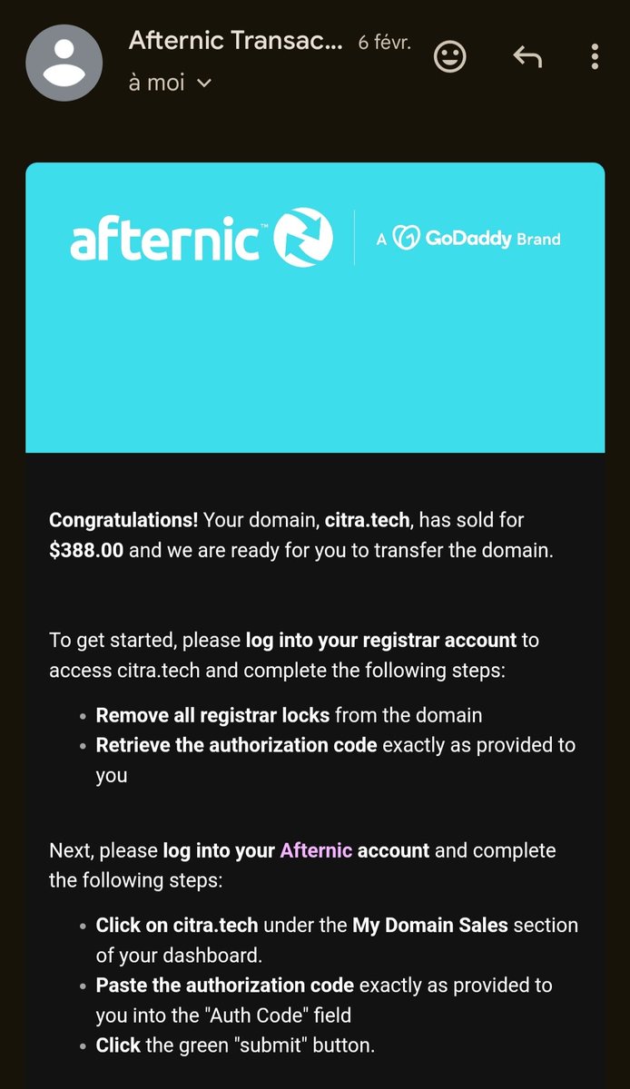 mrbrahimfilali's tweet photo. 🤲🏻 الحمد لله
Alhamdulillah!

Sold last month 👌🏻

Price: $388
Hold Time: 35 DAYS

Thanks :

@Afternic  
@Hostinger 

  #soldDomains #domainnames #domainname #domain #domainforsale #GoodVibes https://t.co/q6wgc6ivcB