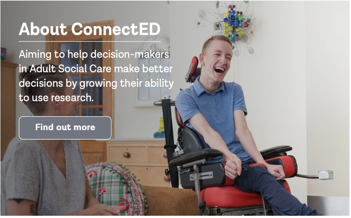 The ConnectED project aims to help decision-makers in Adult Social Care make better decisions by growing their capacity to use research. Check out the evidence briefings created in response to qu's raised by partner agencies tinyurl.com/92msxnpm #SocialWorkWeek2024 #WSWD2024