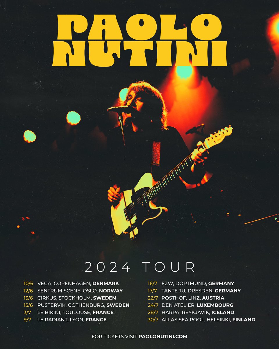 New European Headline Shows 📣 Tickets on sale Friday 10AM local time. For tickets - paolonutini.com