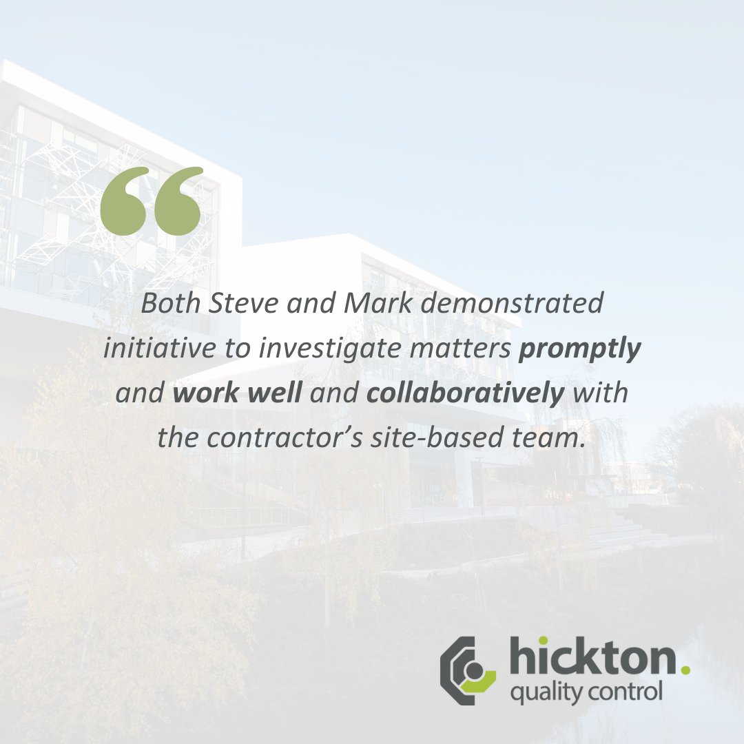 At Hickton Quality Control, we take pride in exceeding expectations for our clients.  

Check out feedback from one of our valued clients below 👇  

#Feedback #ClerkofWorks #HicktonQualityControl
