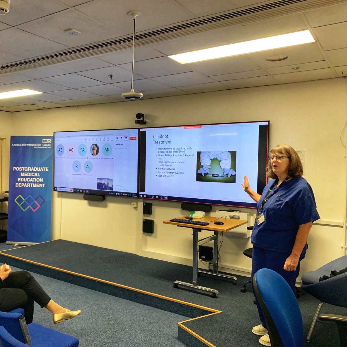 GCI Trustee Denise Watson-Tann and GCI CEO Ros Owen took to the stage at @ChelseaandWestminsterhopistal's Grand Rounds to discuss clubfoot and its treatment. Together, we're spreading knowledge about clubfoot. #ClubfootAwareness #GrandRounds #GCI #ChelseaAndWestminster