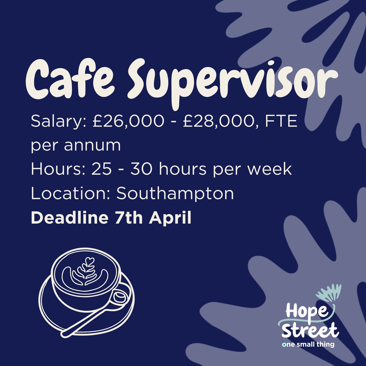 📣Join our #HopeStreet Café Team! You'll help lead the social enterprise team that runs the café - leading on the promotion, quality and reputation of our Hope Street community café☕ 🍰 . Find all the details on our website 👉 buff.ly/3TBF9oJ #hiring #joinourteam