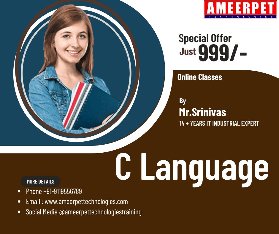 ameerpettechz's tweet image. #clanguage
#CProgram
#clanguageprogramming
#CprogrammingTraining
#cbasics
#ctraining
#SummerOffers
#codinglife
#Codingdeveloper
#ameerpettechnologies
#clanguageintroduction
#ExpertGuidance
#jobguarantee
#CodingSkills