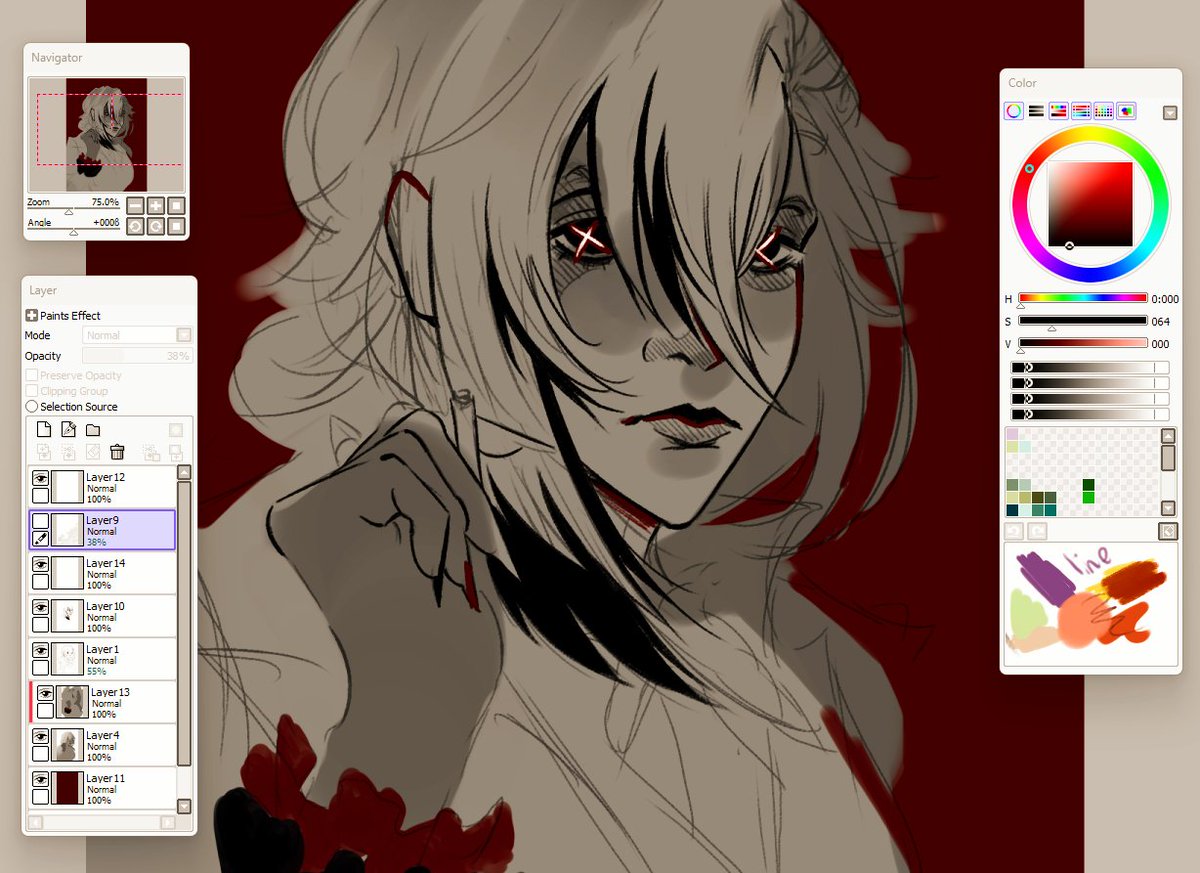 Baintsi's tweet photo. Good lord I love this womannnn 
#arlecchino #genshin #fanart #wip https://t.co/DEjxCtmAfQ